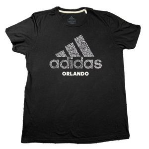 Adidas Orlando Three Stripe T Shirt Adult Size Large L Black Performance Tee